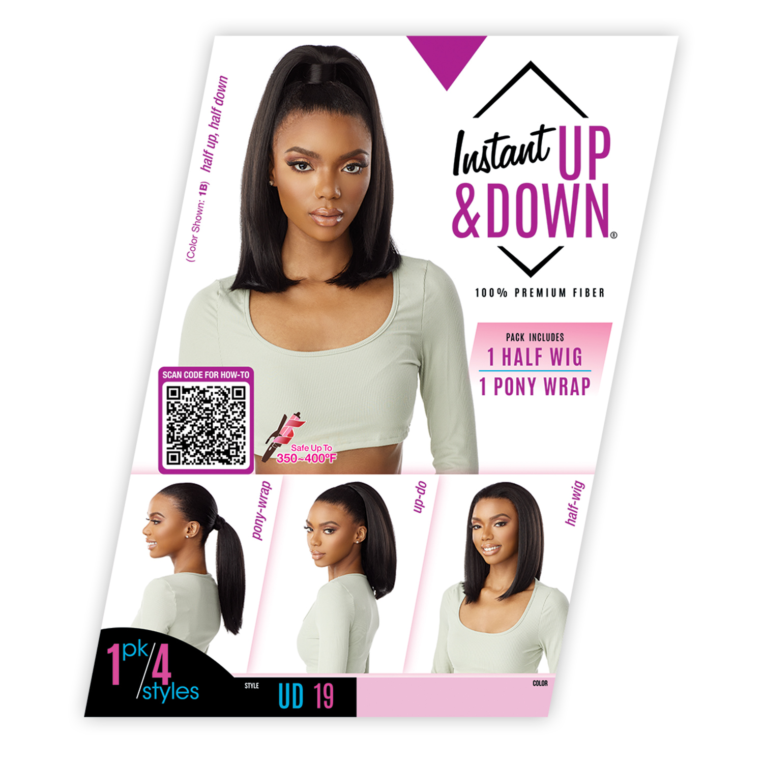 Sensationnel Half Wig N Pony Wrap Instant Up N Down UD 19