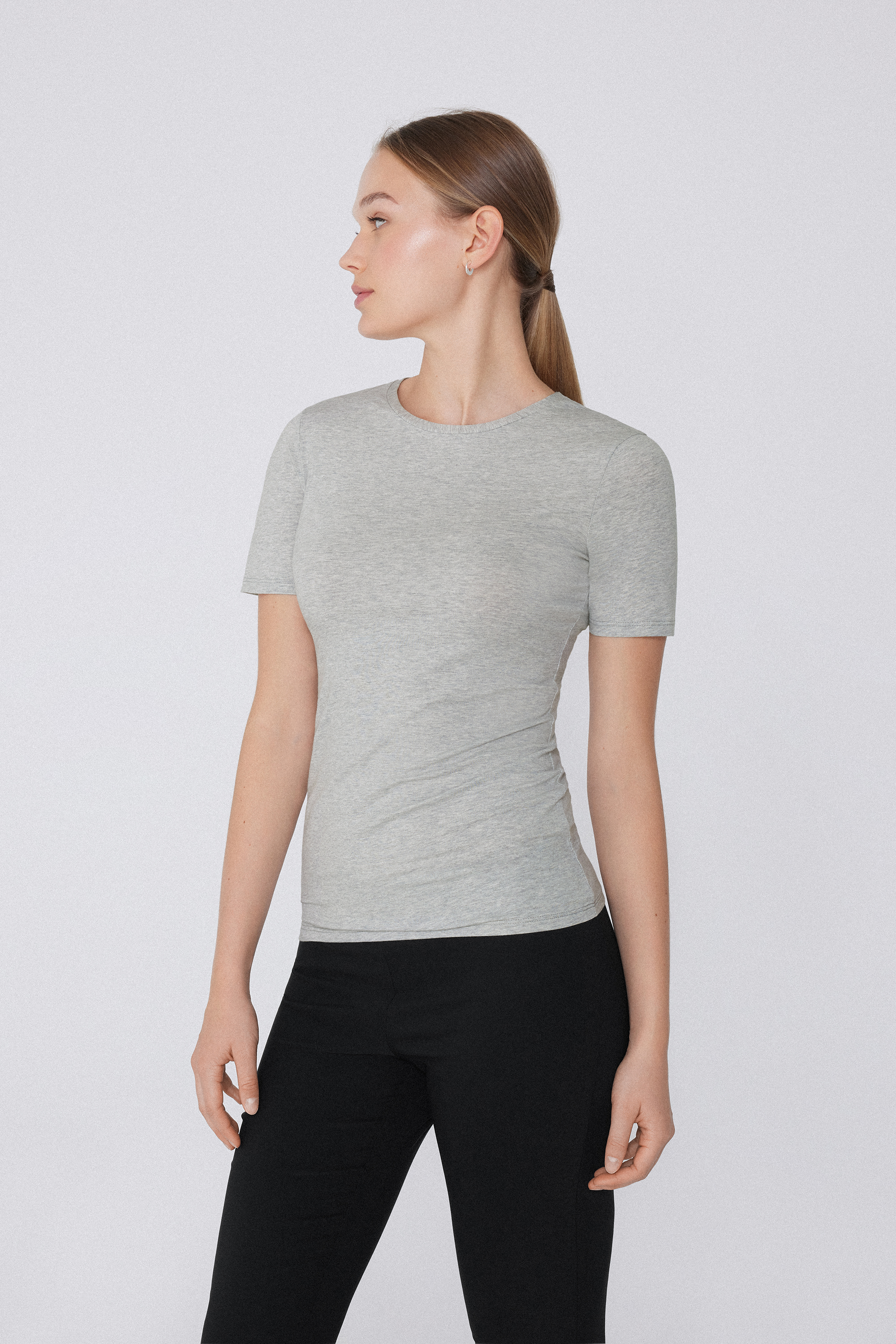 Rounded Neck Organic Stretch Cotton T-Shirt