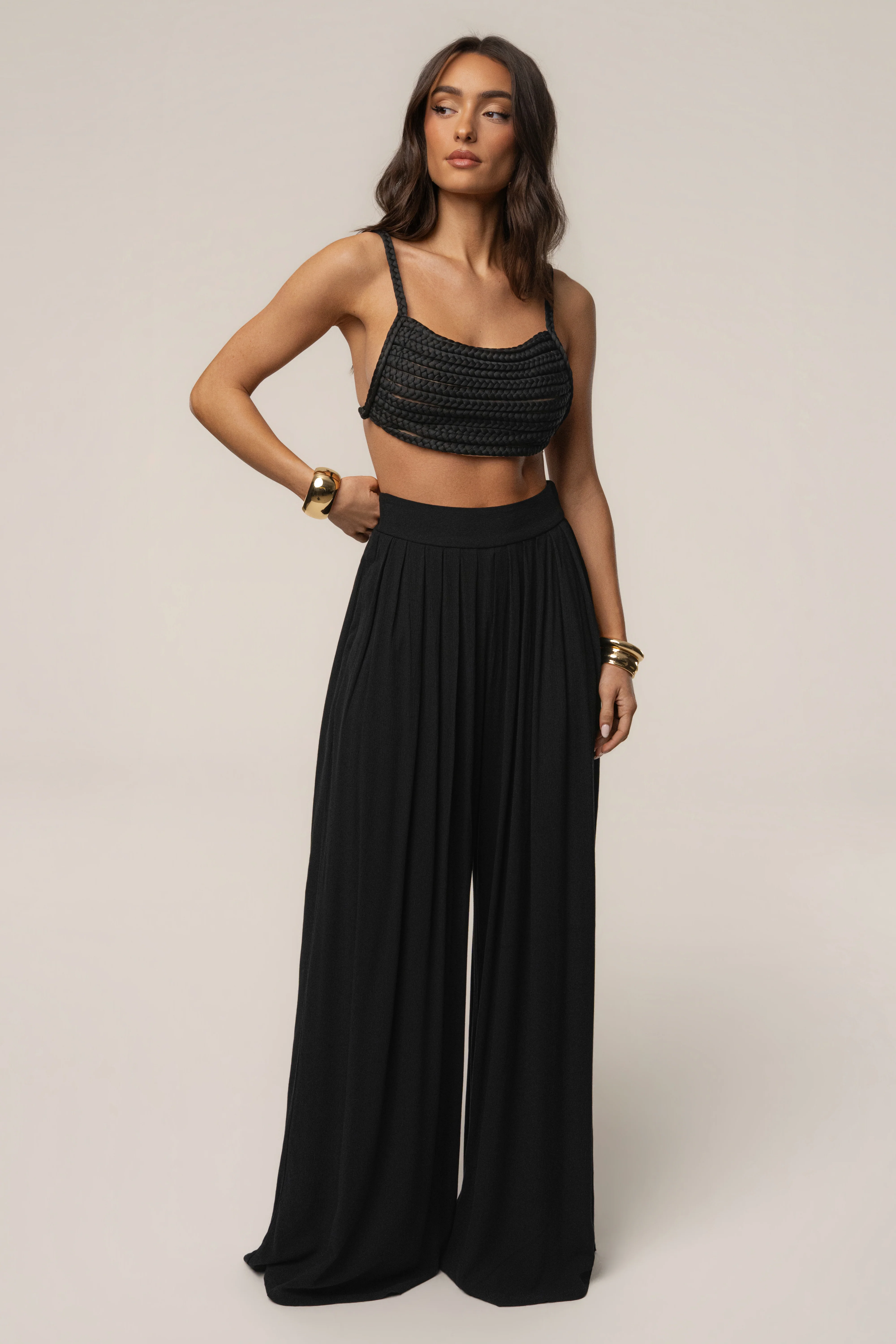 Black After Sunset Pleated Pants