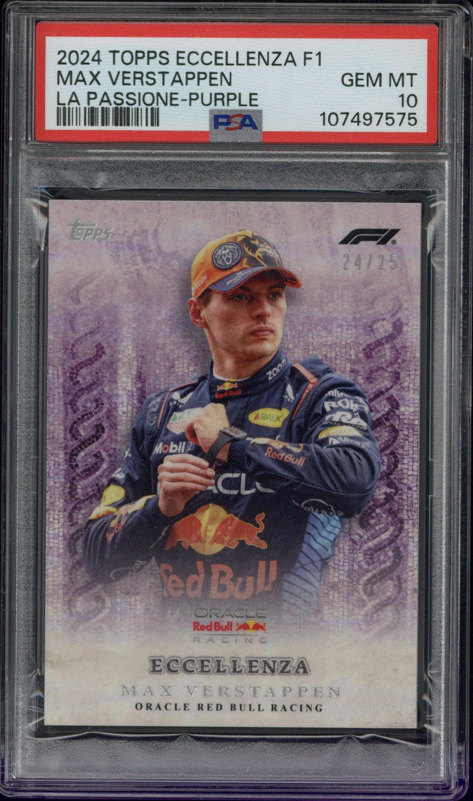 2024 Topps Eccellenza F1 Max Verstappen La Passione Purple /25 PSA 10