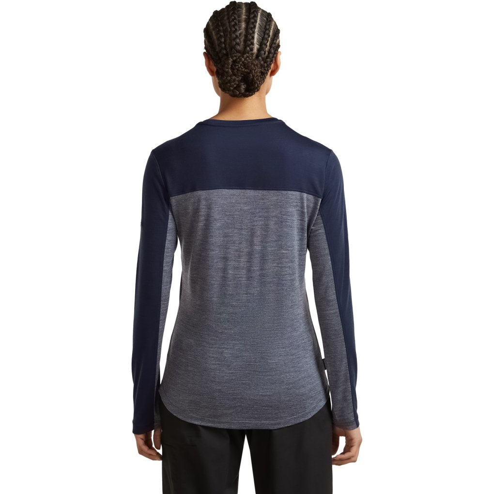 Icebreaker Merino 125 Cool-Lite™ Sphere Long Sleeve Tee Colour Block Women - Midnight Navy Hthr/Midnight Navy