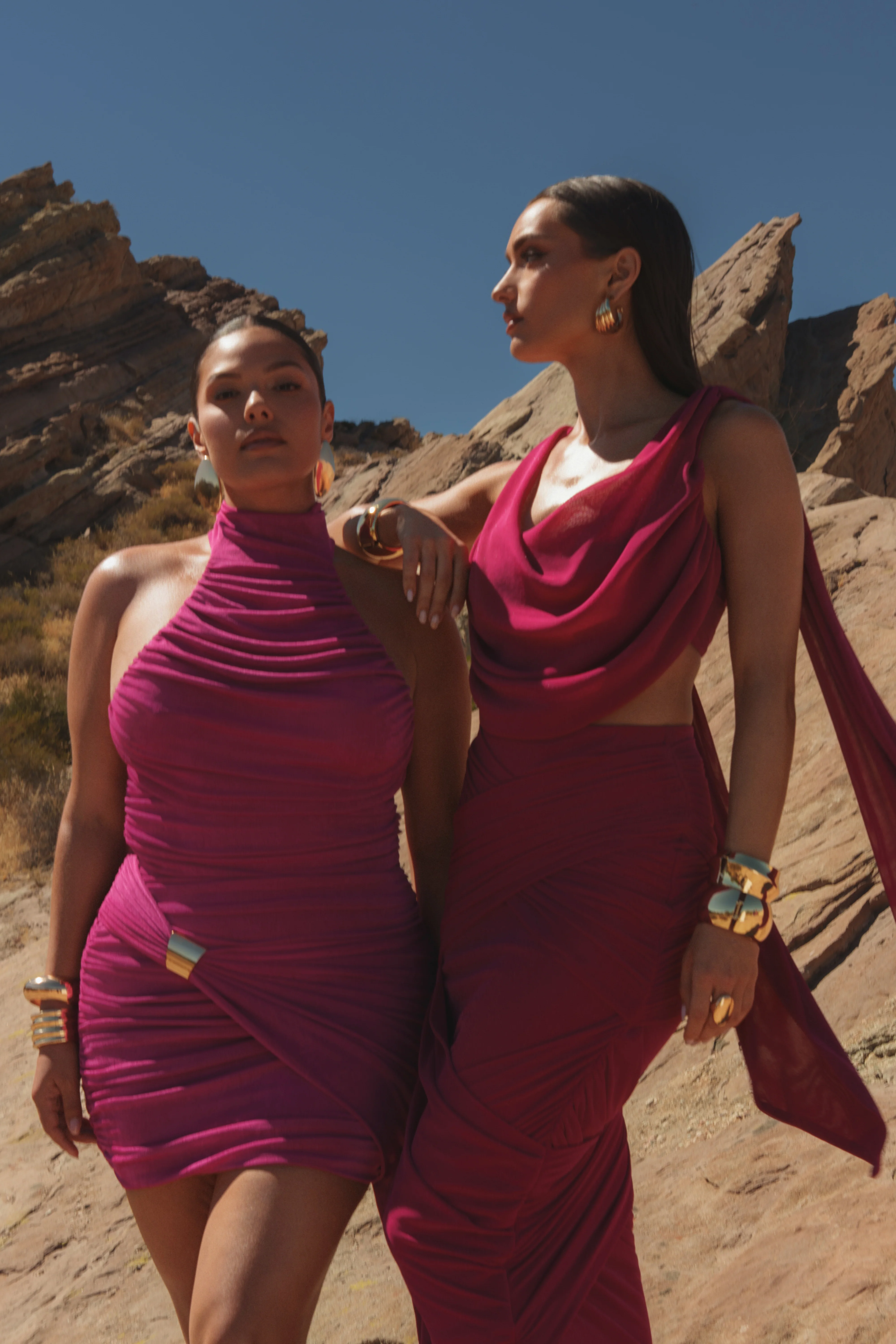 Fuchsia Divine Drape Skirt Set
