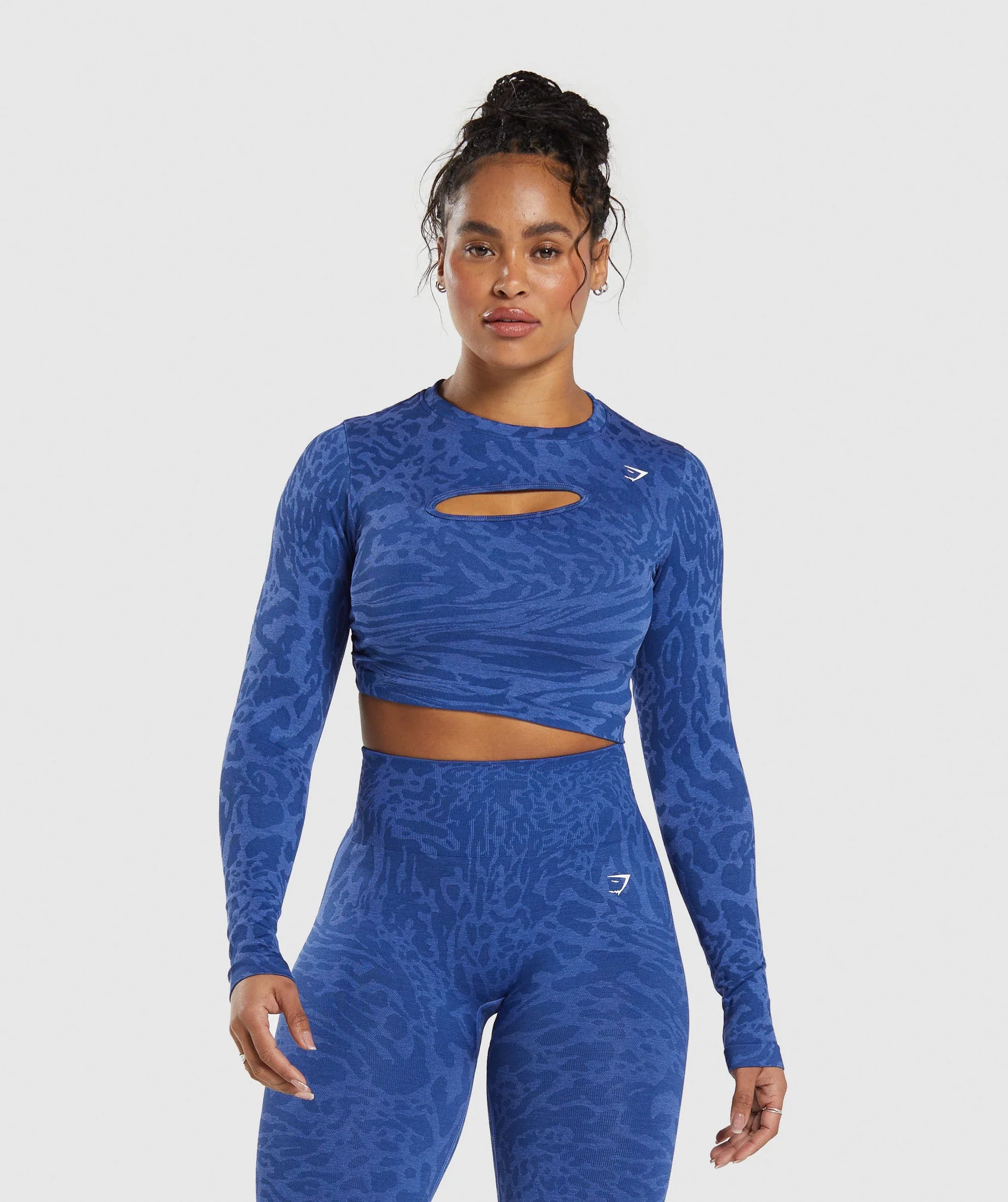 Adapt Safari Seamless Long Sleeve Crop Top Wave Blue/Iris Blue