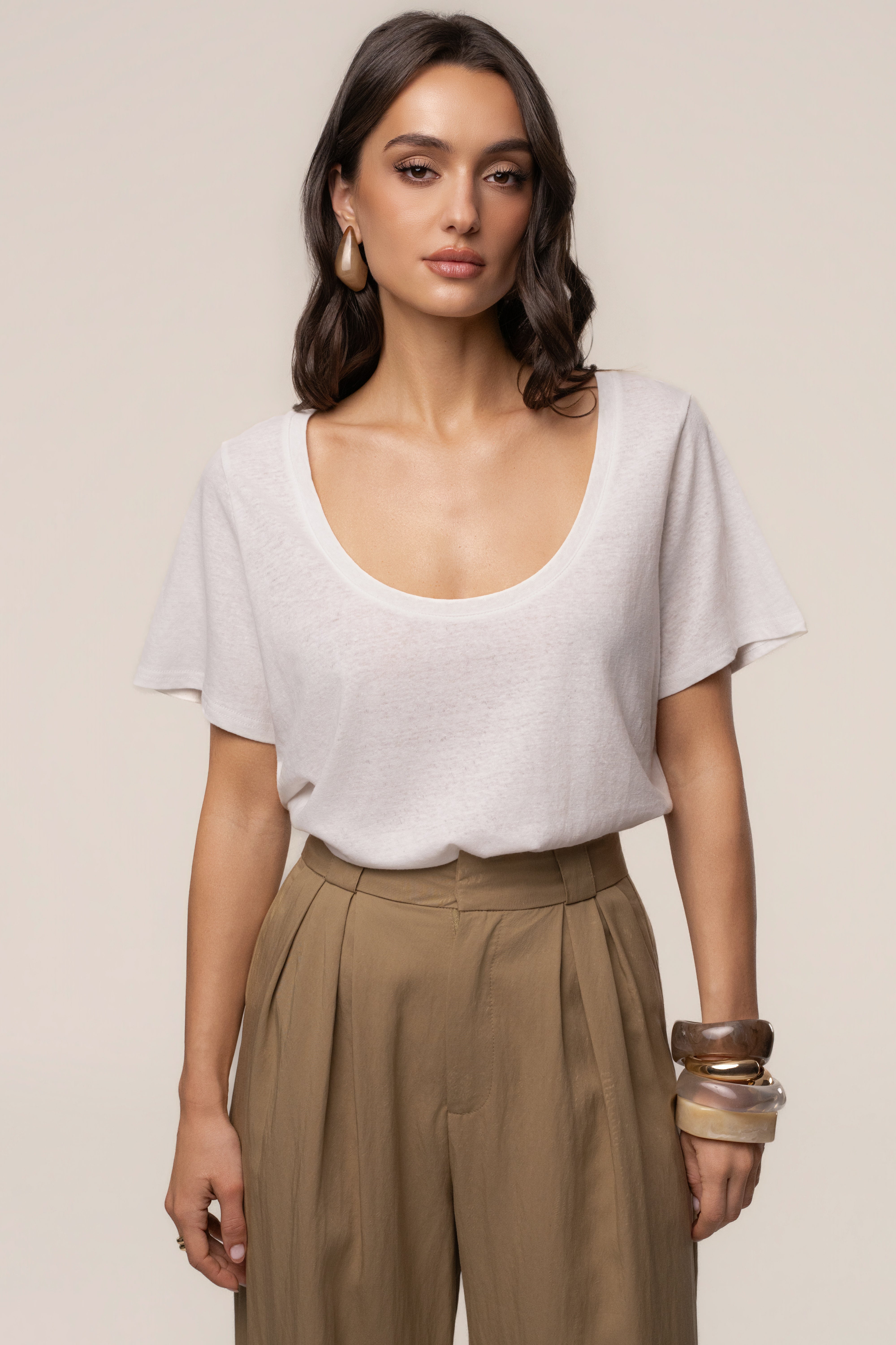 White At Ease Scoop Top