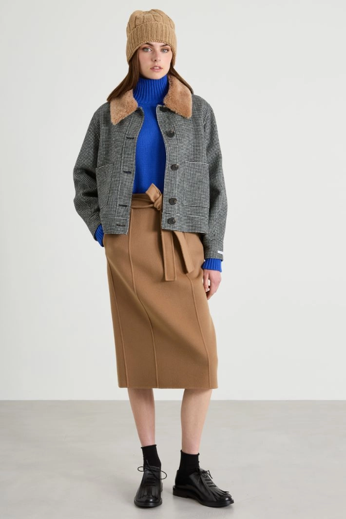 Pea coat with removable collar - BLACK