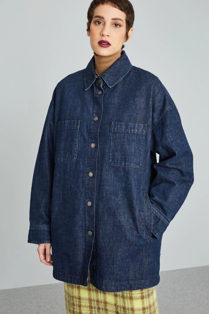 Padded denim jacket - DENIM BLUE