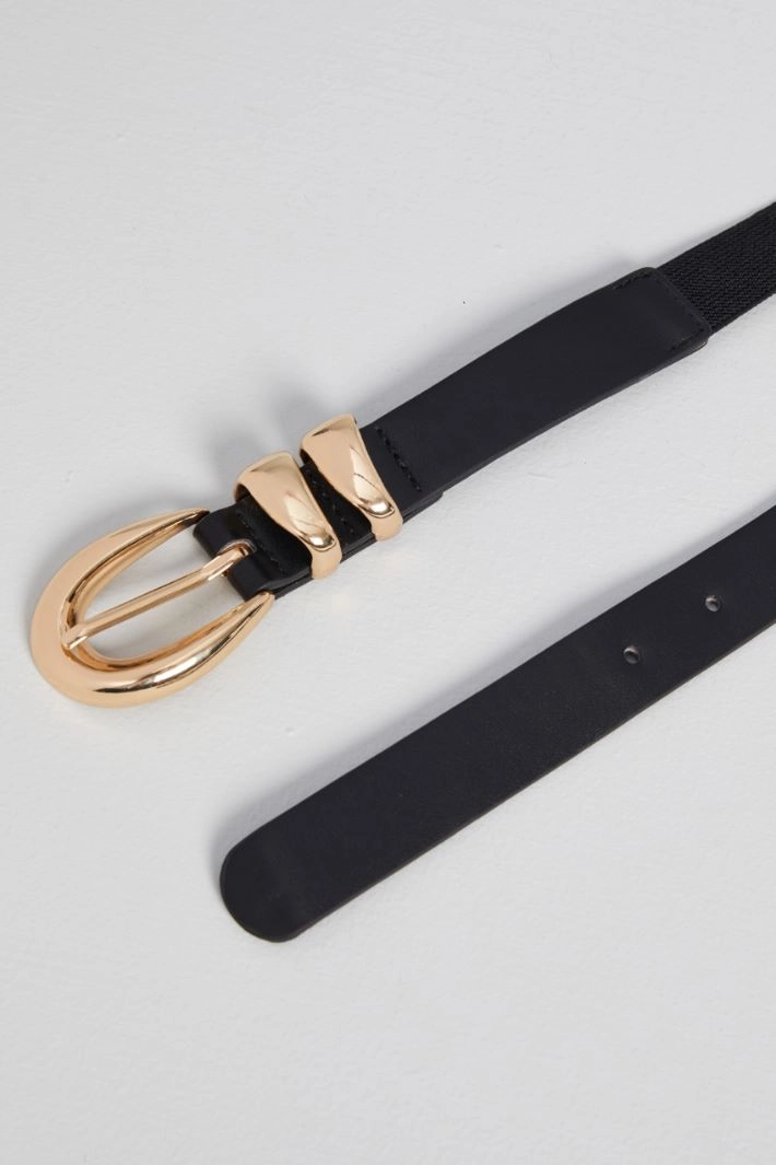 Belt with oval buckle - BLACK