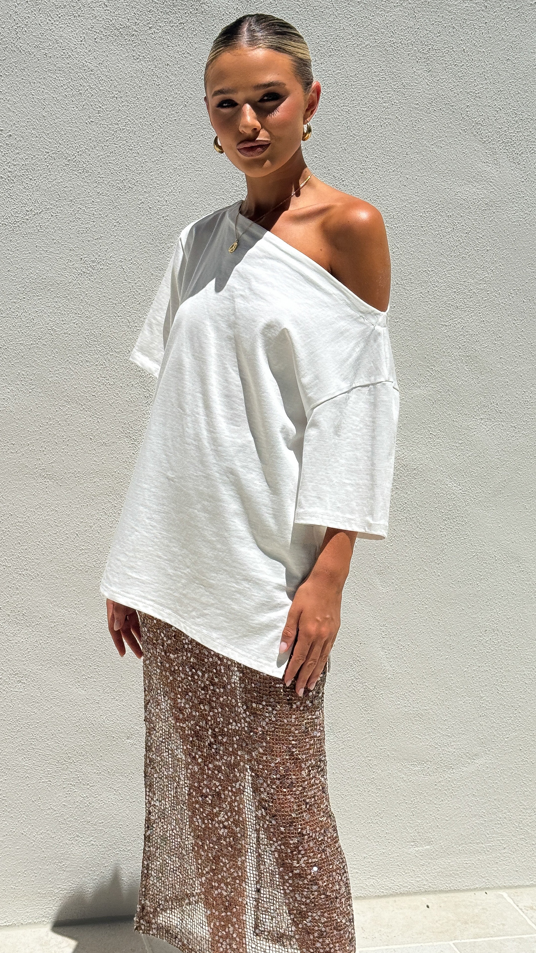 Verlo Sequins Maxi Skirt - Mocha