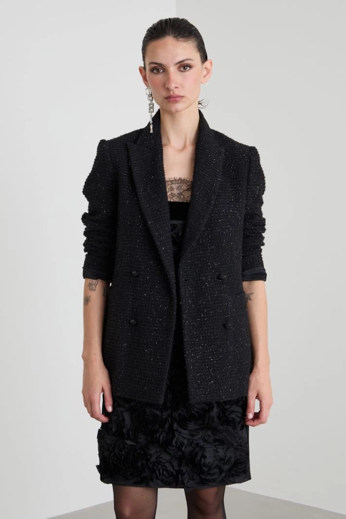 Basketweave lamé blazer - BLACK