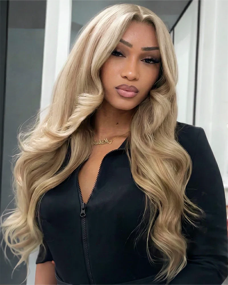 Ophirawig 13x6 Three-Go? Blonde Highlight Glueless Wig Loose Body Wave With Drawstring 100% Human Hair Wig