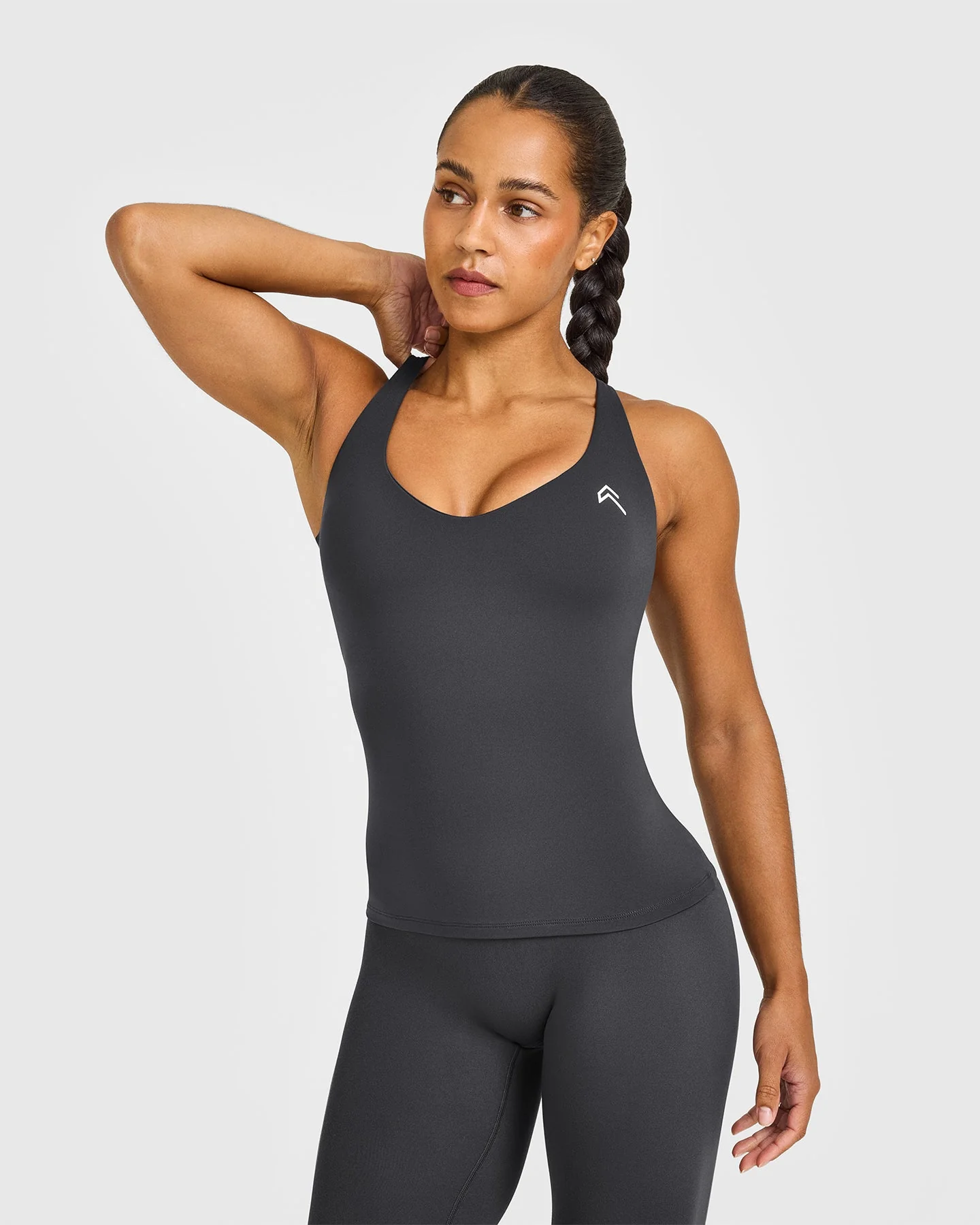 UnifiedMove™ V Neck Cross Back Vest White Logo | Coal