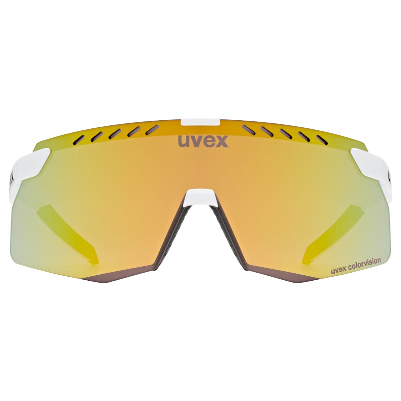 Uvex pace stage s CV Cycling Glasses - white matt/mirror yellow colorvision