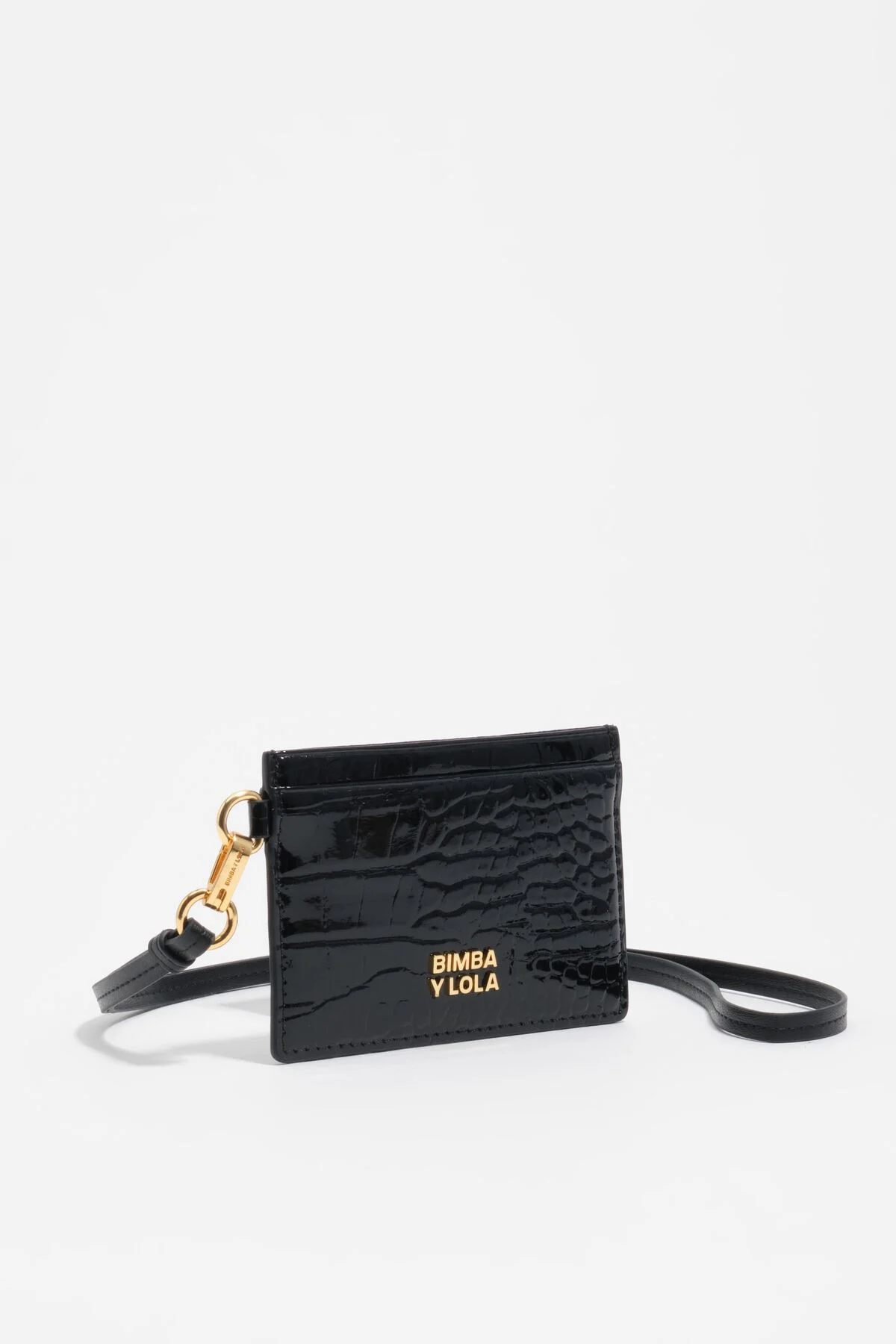 Black embossed crocodile card holder