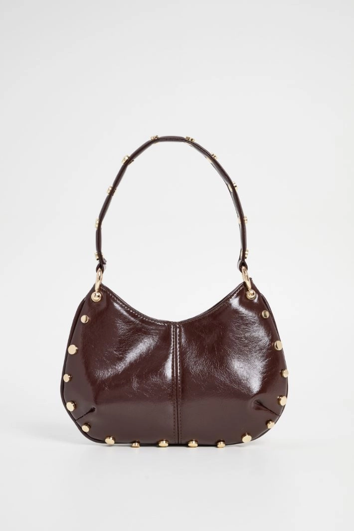 Half-moon bag with studs - BROWN