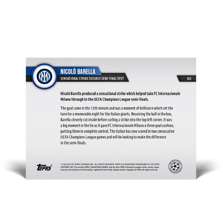 Topps UK - Sensational strike secures semi-final spot - UCL TOPPS NOW® Card #103