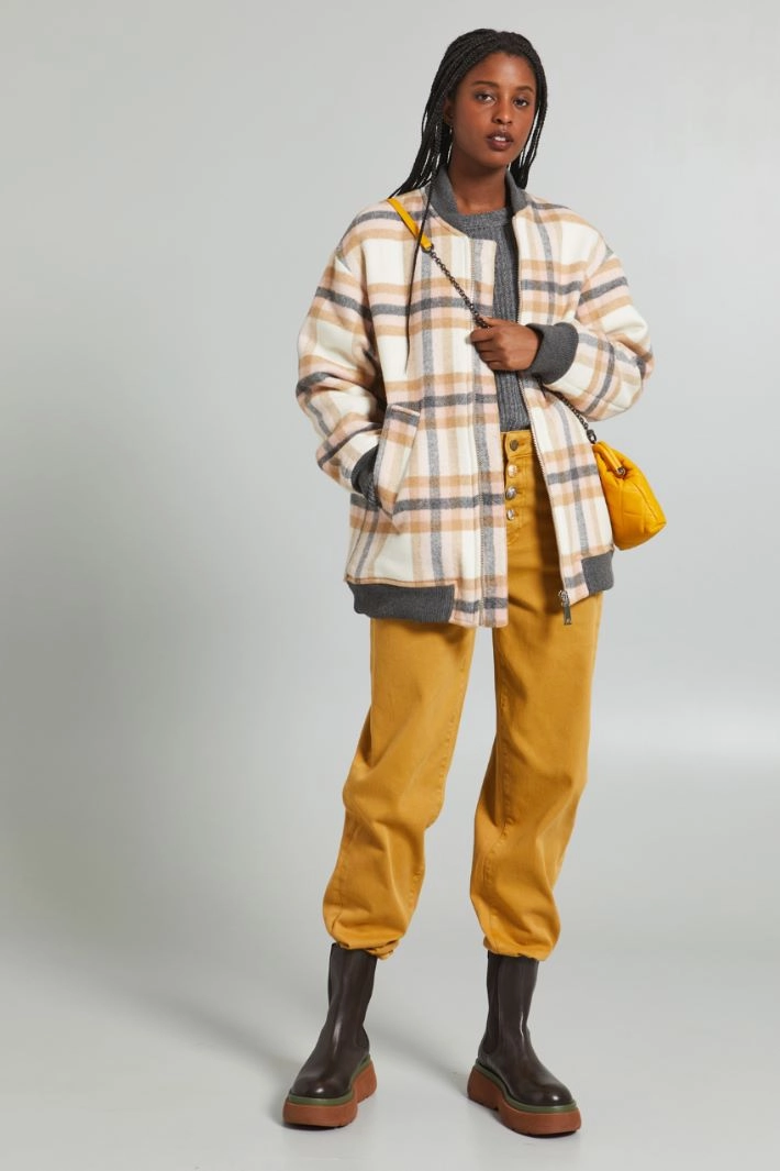 Jacket with slanted pockets - WHITE GREY PINK