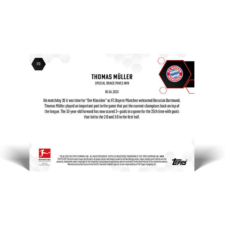 Topps UK - Special brace paves win - Bundesliga TOPPS NOW® Card #170