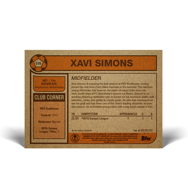 Topps UK - UCC Living Set Card #516 - Xavi Simons