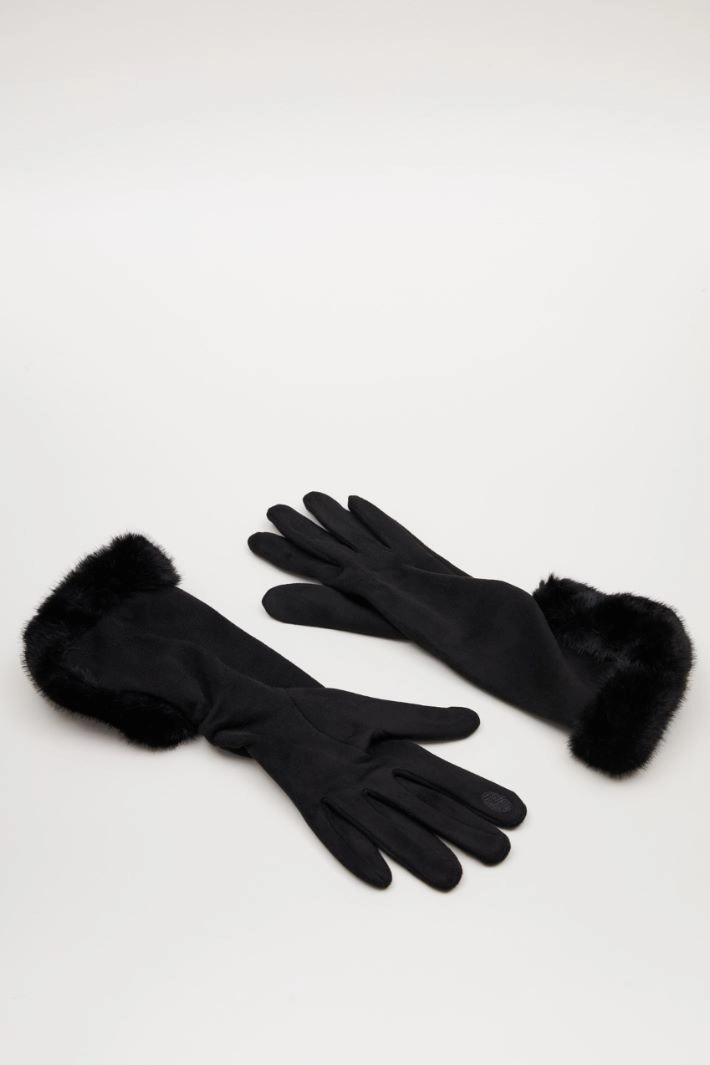 Velvet-effect gloves - BLACK