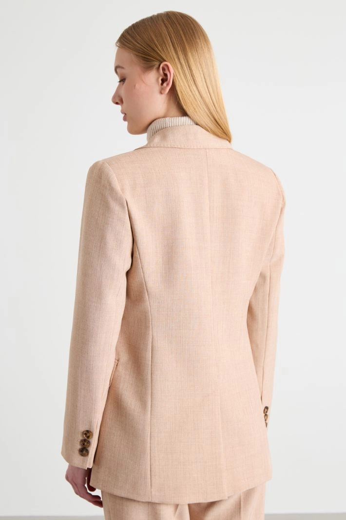Basketweave mélange blazer - CAMEL