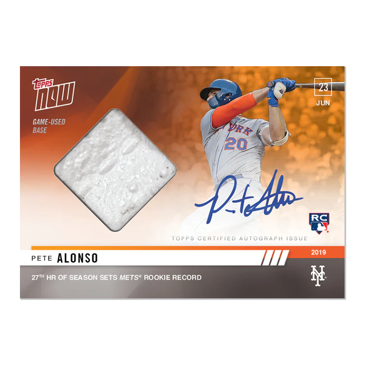 On-Card Autograph & Base Relic # to 5 - Pete Alonso - MLB TOPPS NOW® Card 422E