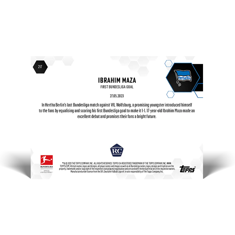 Topps UK - First Bundesliga goal in farewell match - Bundesliga TOPPS NOW® Card #217