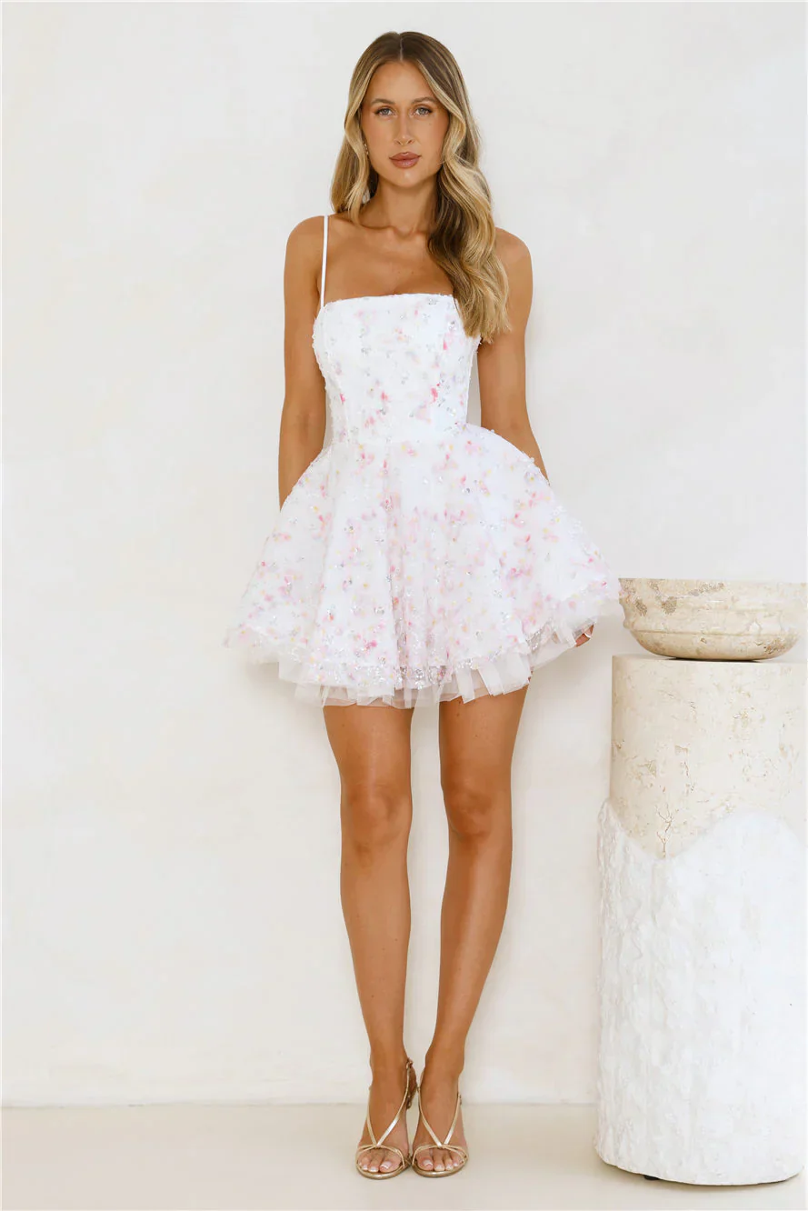 Couture Sparkle Mini Dress White