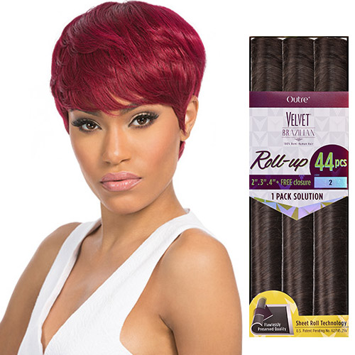 Outre Remy Human Hair Weave Velvet Brazilian 1Pack Solution Roll-Up 44Pcs (2