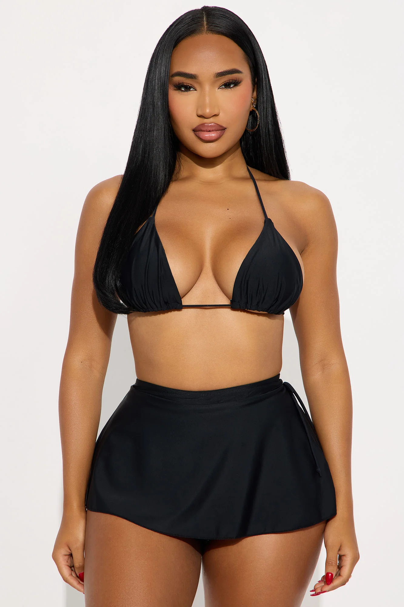 Summer Flirt Side Slit Skirtini 2 Piece Bikini - Black