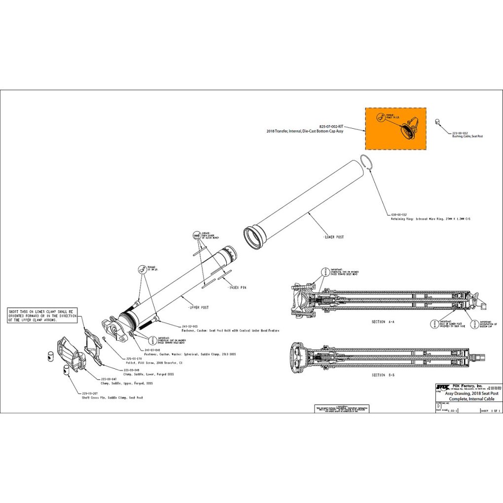FOX Internal Die-Cast Bottom Cap Assembly for Transfer Seatpost as from 2018 - 825-07-002-KIT