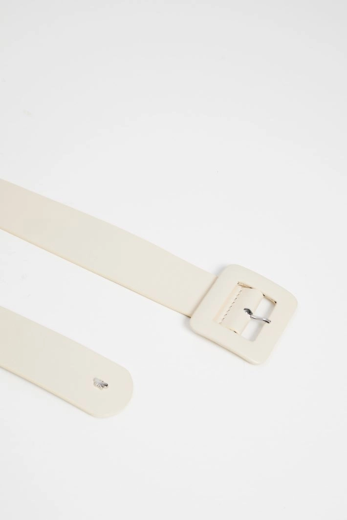 Belt with covered buckle - IVORY