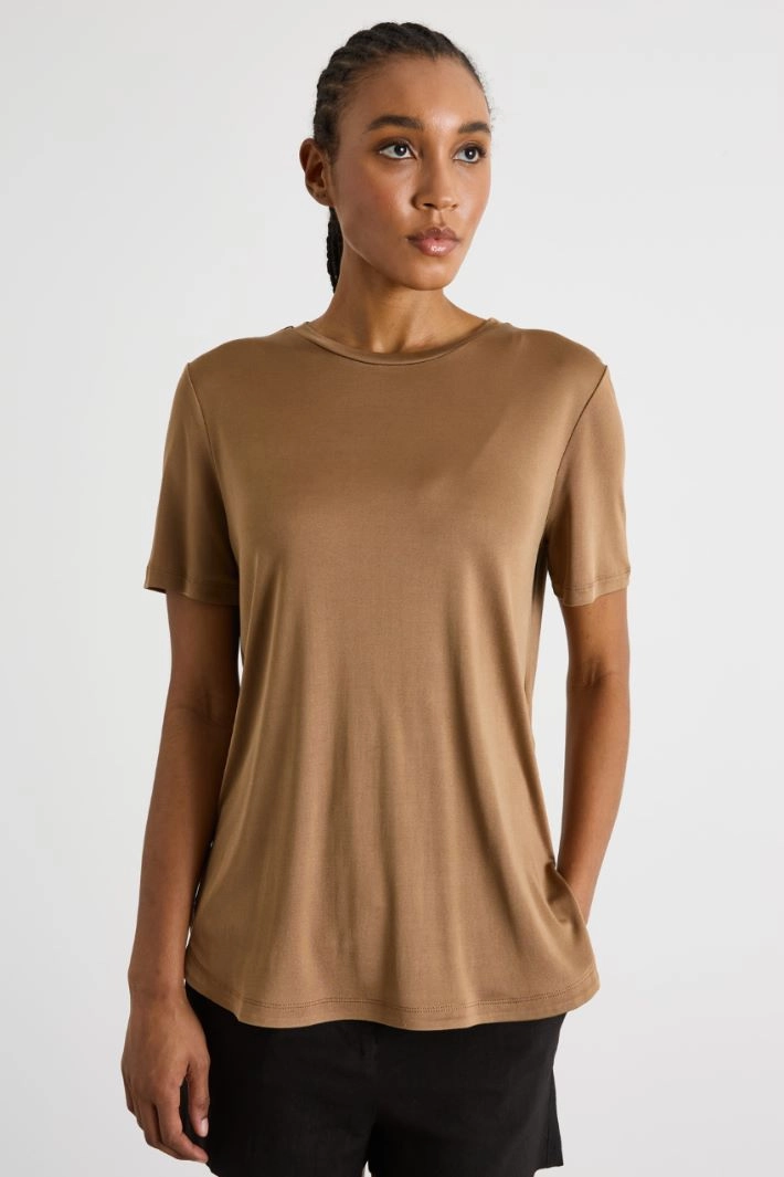 Silk interlock T-shirt - BROWN