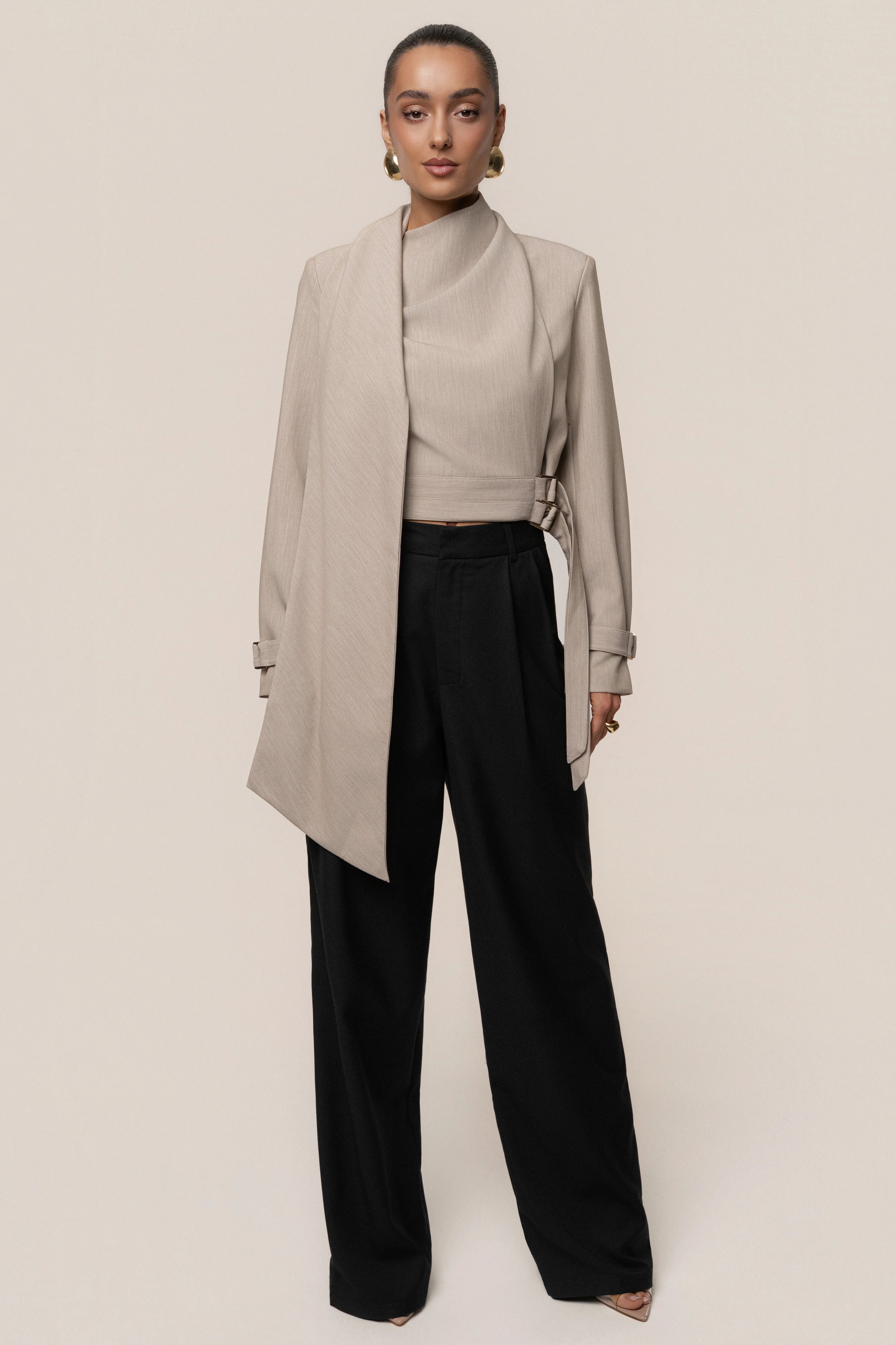 Stone Aligned Scarf Top