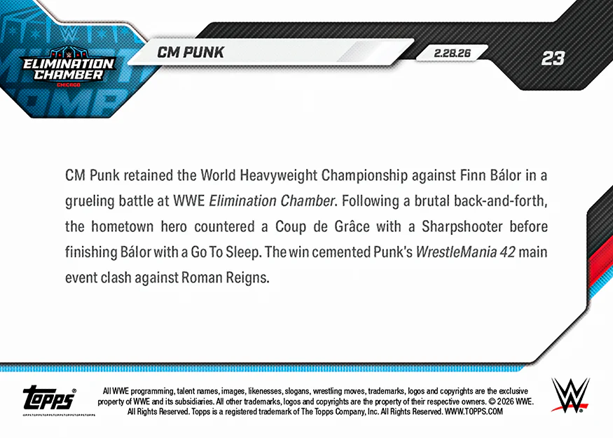 CM Punk - 2026 WWE Topps NOW® - Card 23 - PR: 1426