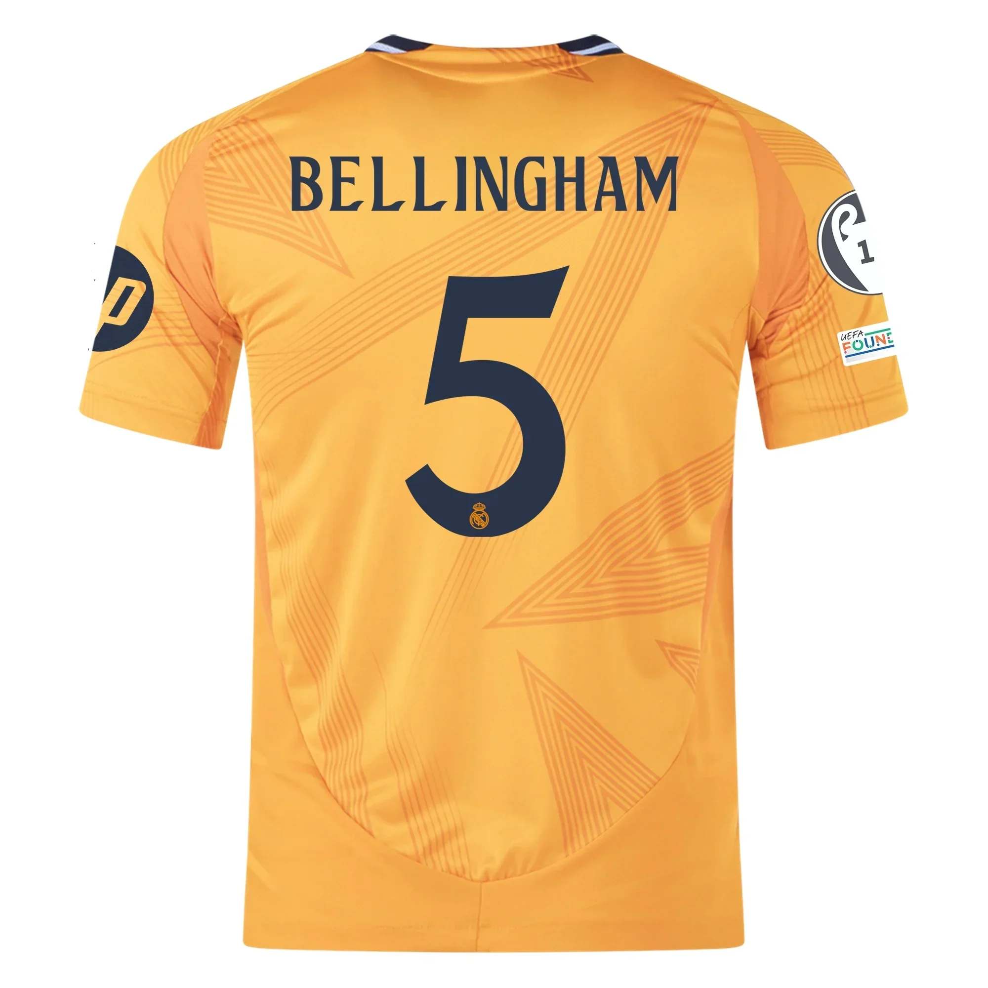 Real Madrid Authentic Jude Bellingham Away Jersey w/ Champions League Patches 24/25 (Crew Orange)