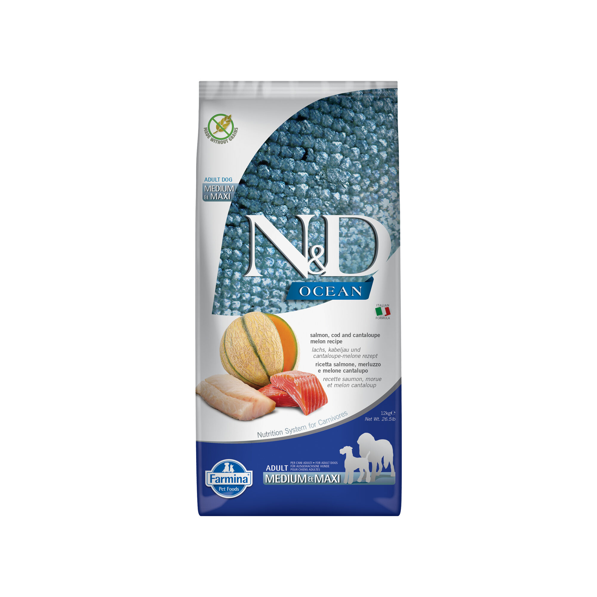 Farmina N&D Ocean Adult Medium & Maxi Dog Food - Salmon, Cod & Melon - 2.5 kg