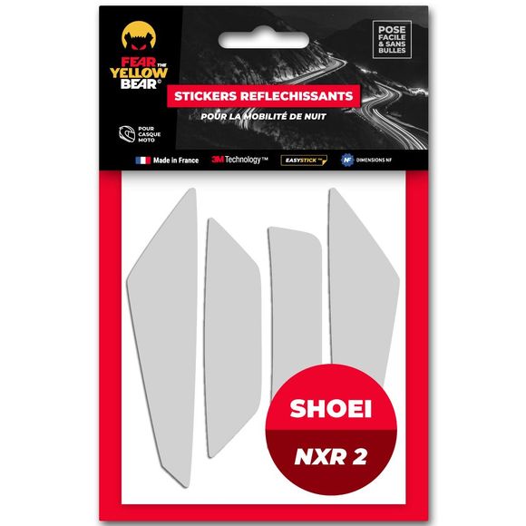Fear The Yellow Bear REPLICA SHOEI NXR 2 Reflective Stickers - WhiteRef: FYB0012