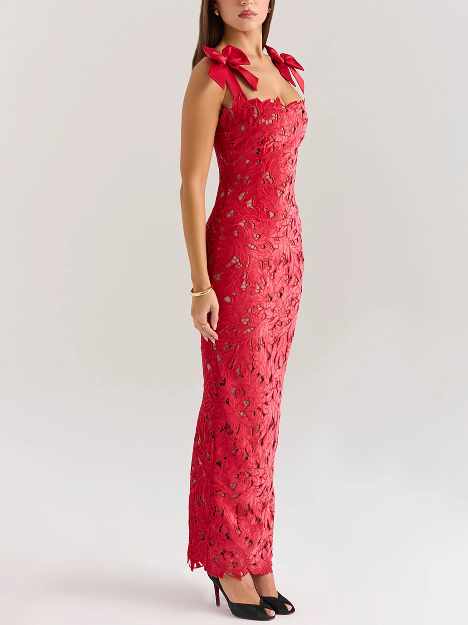 Red Vibrant Maxi Dress Festival Flair