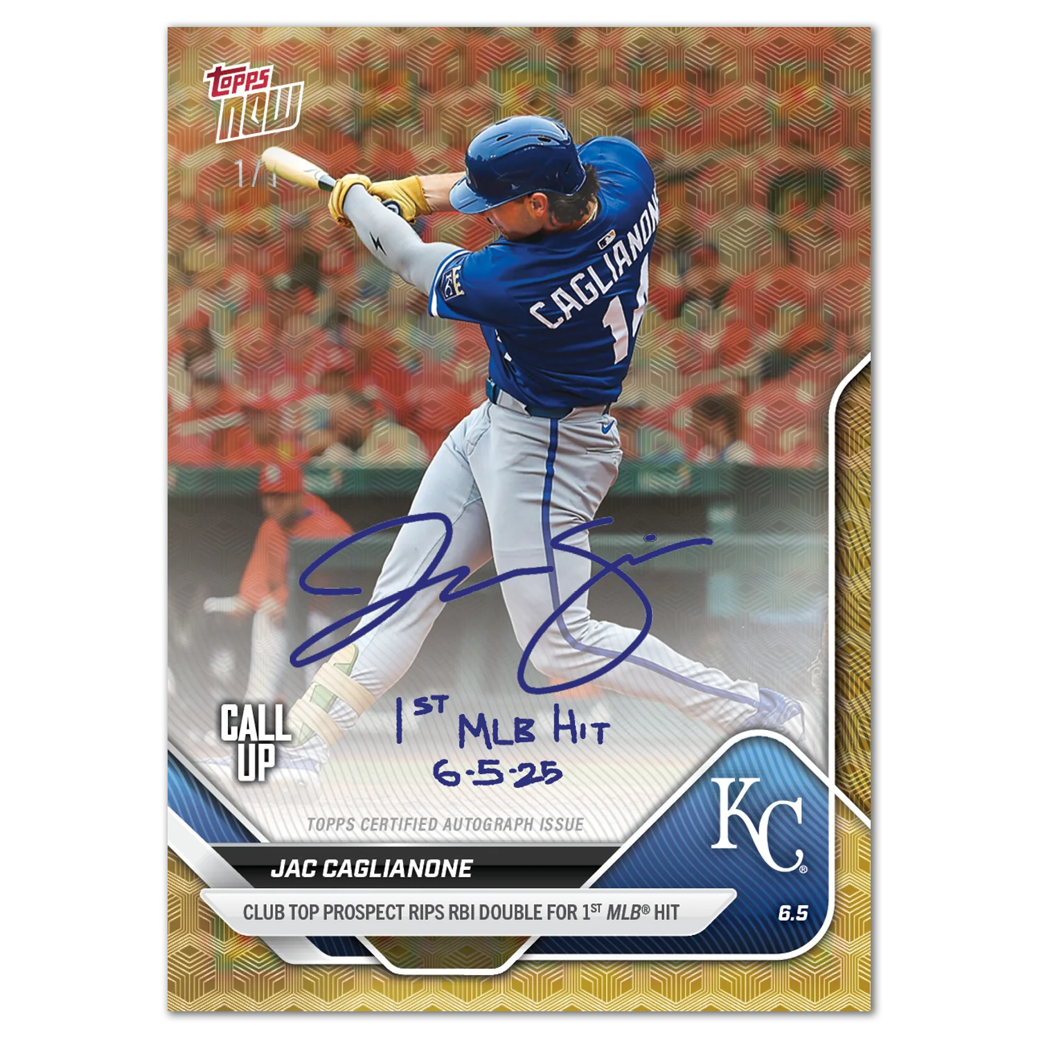 Jac Caglianone - 2025 MLB Topps NOW® - Card 262 - LOOK FOR AUTOS
