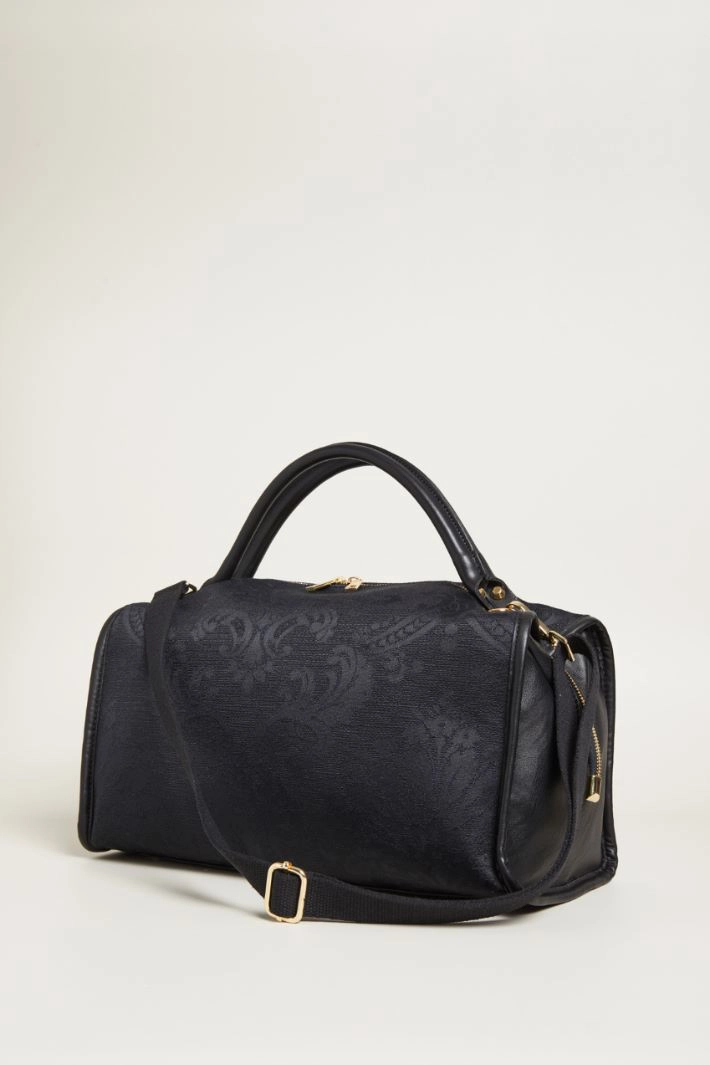 Brocade effect Boston bag - BLACK