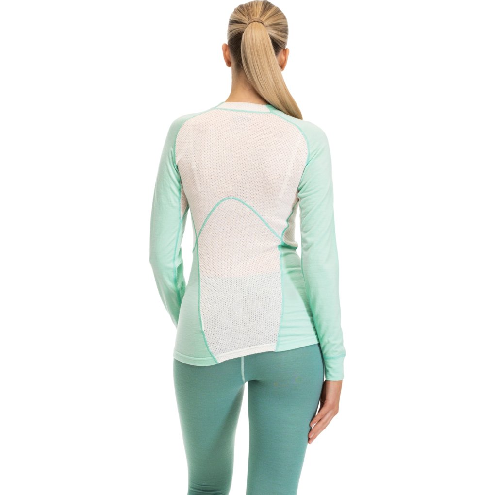 Bergans Inner:Pure Merino Long Sleeve Women - mint crush/vanilla white