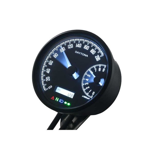 Daytona Digital Gauge velona-W Black — Speed 200 KMH / Tachometer 9000 RPM Universal - BlackRef: 89364