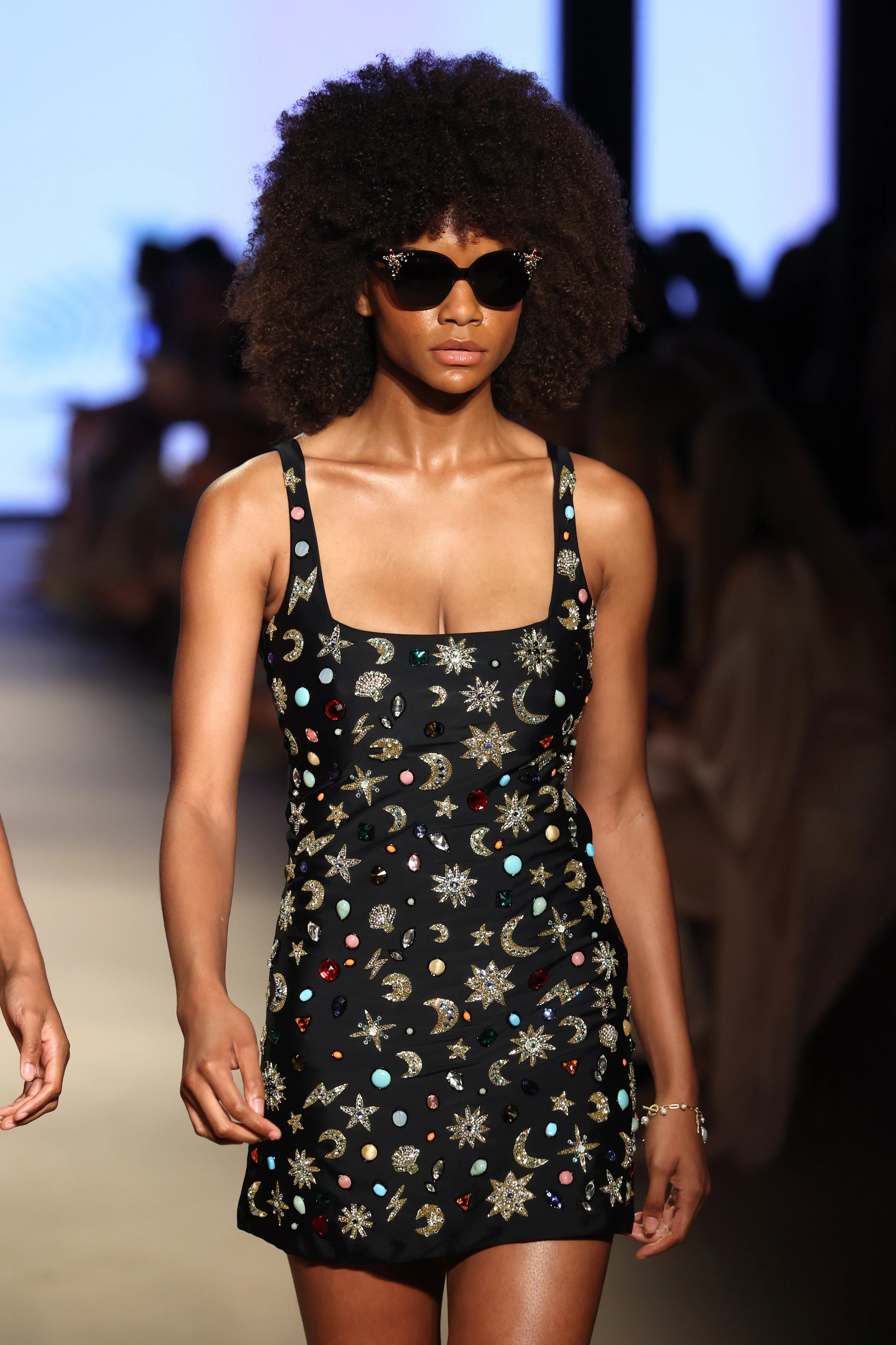 Celestial Tide Black Mini Dress