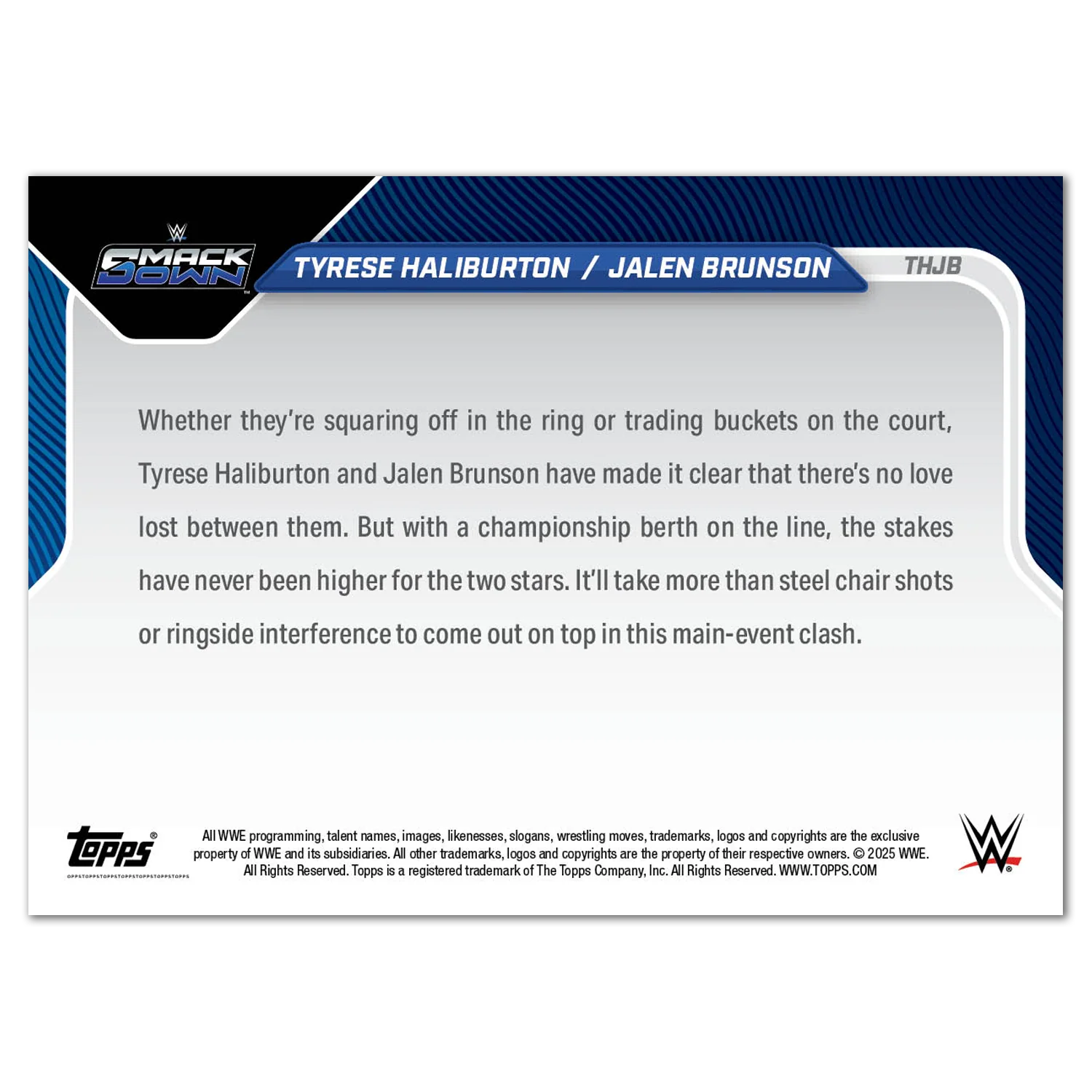 Tyrese Haliburton/Jalen Brunson - 2025 WWE Topps NOW® - Card THJB