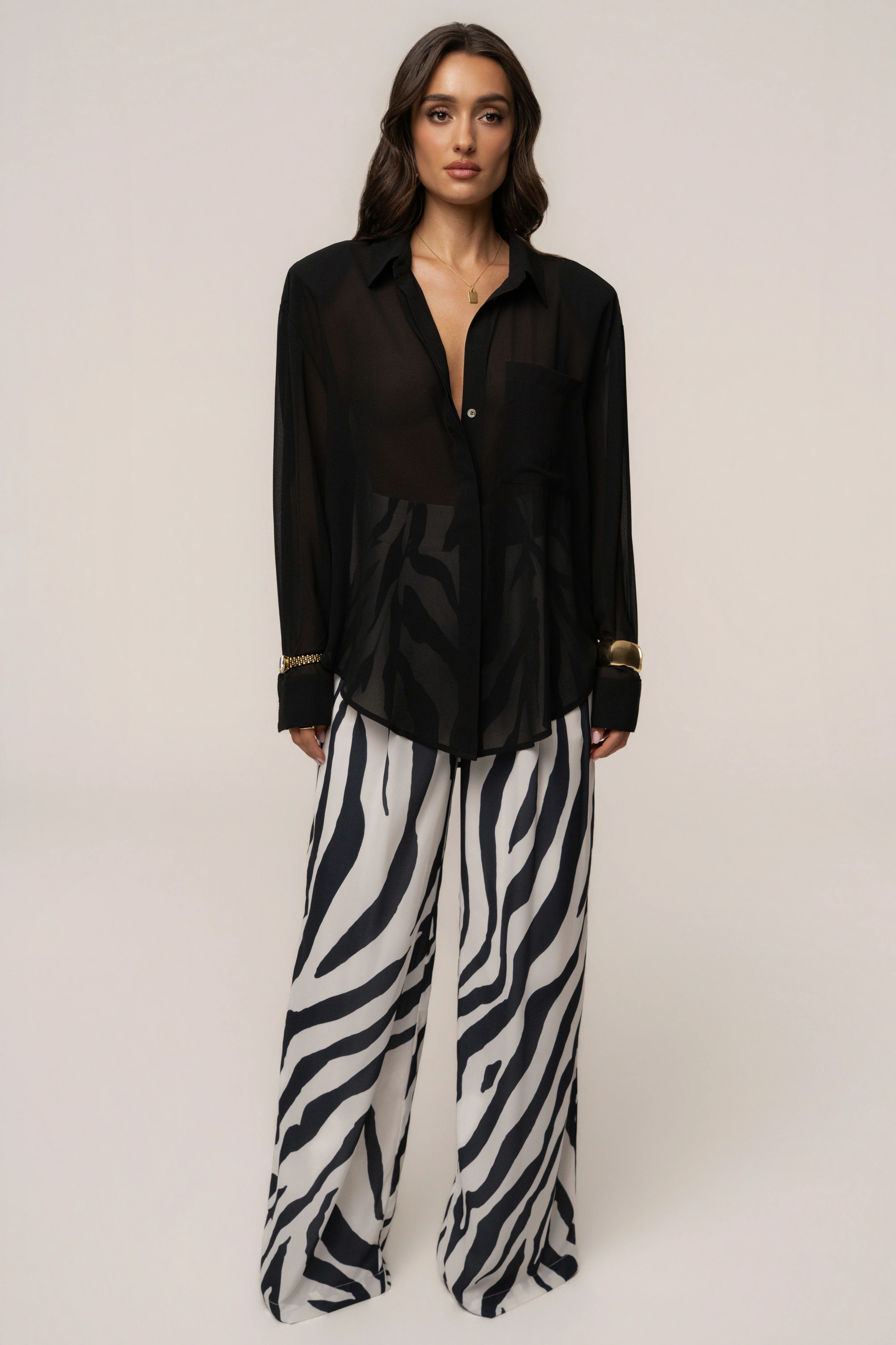 Black Fierce Form Button-Down Shirt