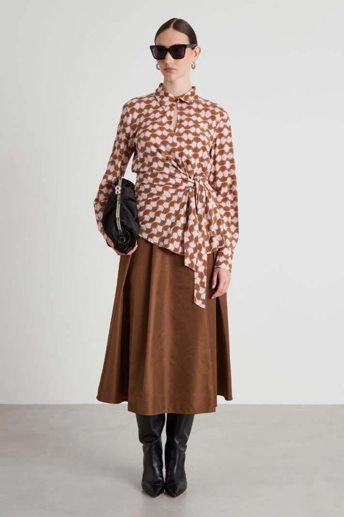 Knot-detail patterned blouse - TOBACO PINK