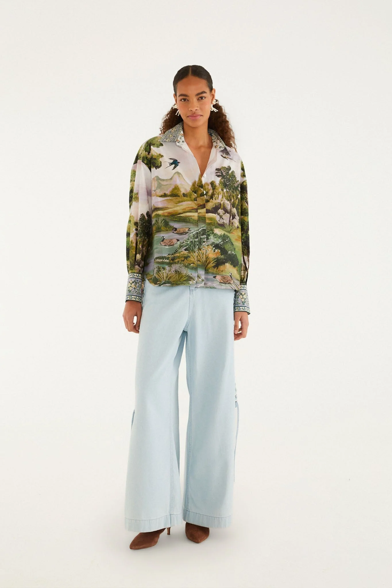Multicolor Countryside Landscape Buttoned Shirt