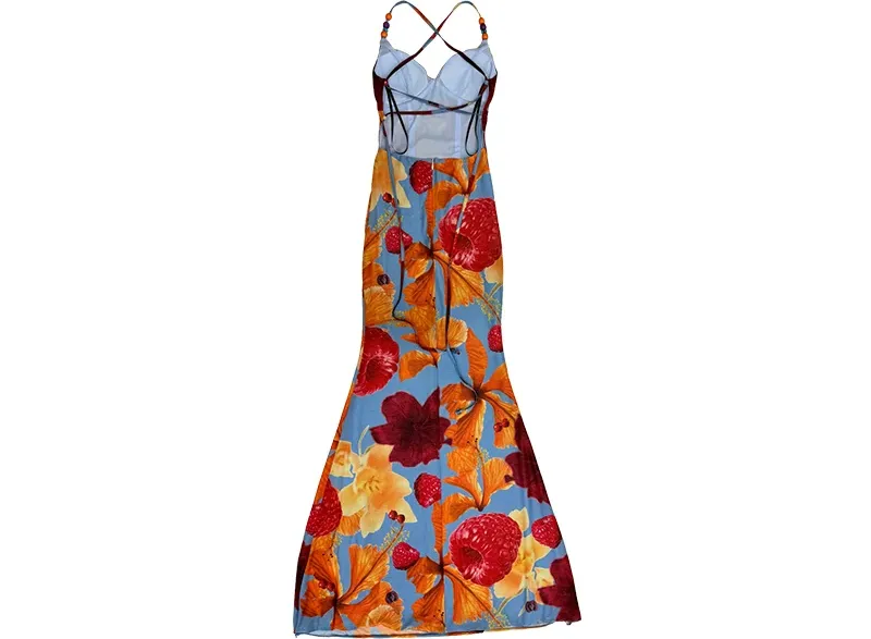 Fitted Backless Print Dress