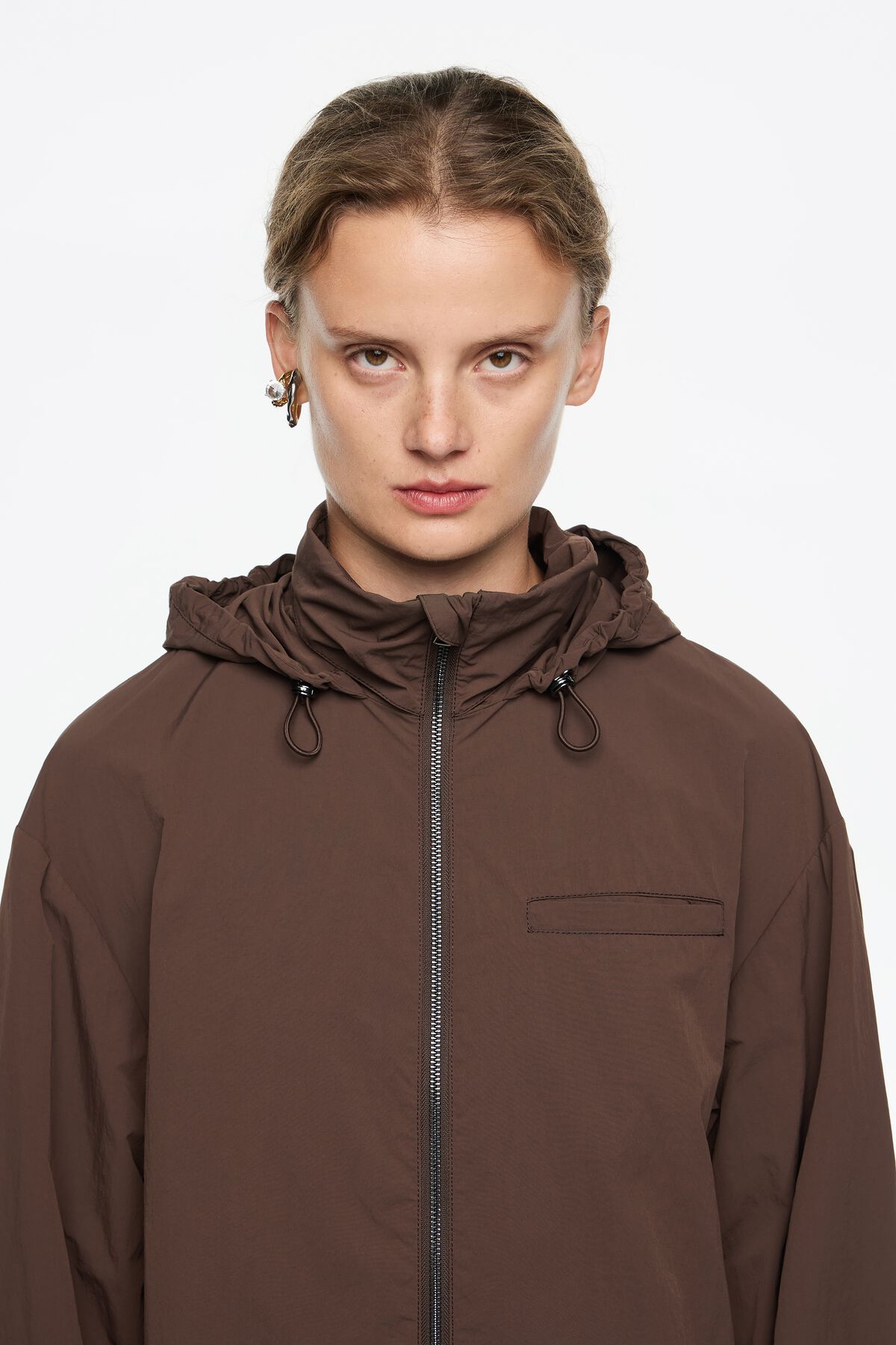 Dark brown A-line trench