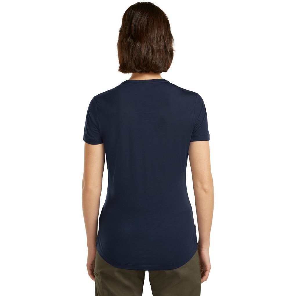 Icebreaker Merino 125 Cool-Lite™ Sphere Short Sleeve Tee Across the Peaks Women - Midnight Navy